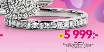 Albrekts Guld Ring i 18K vitt guld med 16 diamanter 0,21 ct erbjuda