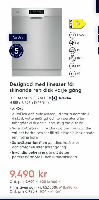 Electrolux Home Diskmaskin esz8000x erbjuda