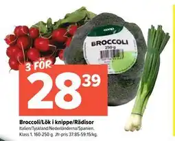 Coop Extra Broccoli/Lök i knippe/Rädisor erbjuda