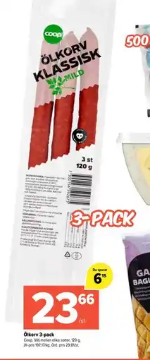 Coop Extra Ölkorv 3-pack erbjuda
