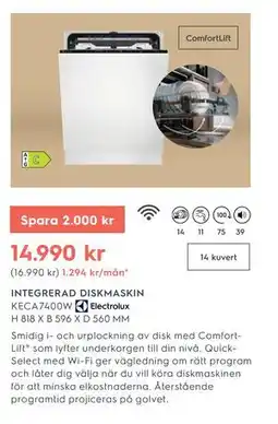 Electrolux Home INTEGRERAD DISKMASKIN erbjuda