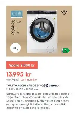 Electrolux Home TVÄTTMASKIN YFI8D53Y4Q erbjuda