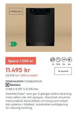 Electrolux Home DISKMASKIN ESS88600UK erbjuda