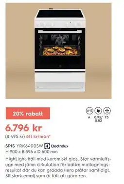 Electrolux Home SPIS YRK6400SW erbjuda