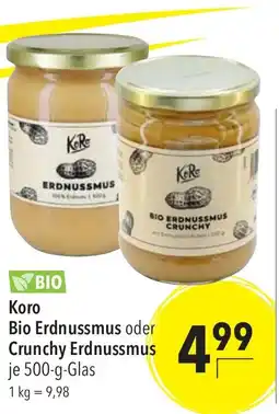 Citti Koro Bio Erdnussmus oder Crunchy Erdnussmus erbjuda