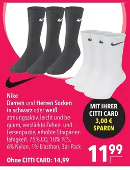 Citti Nike Damen und Herren Socken in schwarz oder weiß erbjuda