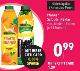Citti Pfanner Saft oder Nektar erbjuda