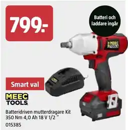 Jula Batteridriven mutterdragare Kit 350 Nm 4,0 Ah 18 V 1/2" erbjuda
