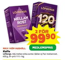 Stora Coop Kaffe, Medlemspris erbjuda