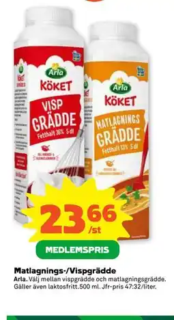 Stora Coop Matlagnings-/Vispgrädde, Medlemspris erbjuda