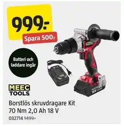 Jula Borstlös skruvdragare Kit 70 Nm 2,0 Ah 18 V erbjuda