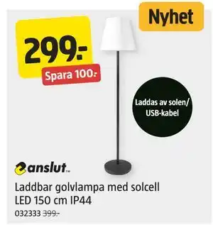 Laddbar golvlampa med solcell LED 150 cm IP44