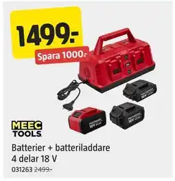 Jula Batterier + batteriladdare 4 delar 18 V erbjuda