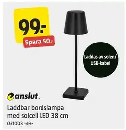 Jula Laddbar bordslampa med solcell LED 38 cm erbjuda