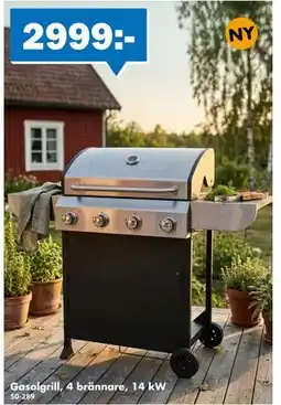 Biltema Gasolgrill, 4 brännare, 14 kW erbjuda