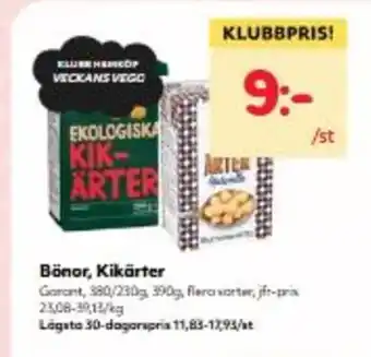 Hemköp Bönor, Kikärter erbjuda