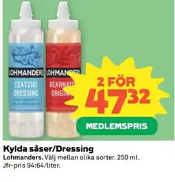 Coop Konsum Lohmanders Kylda såser/Dressing erbjuda