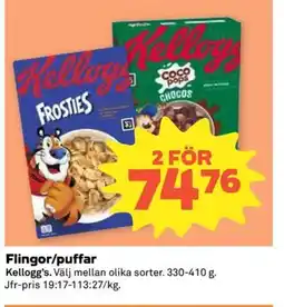 Coop Konsum Kellogg's Flingor/puffar erbjuda