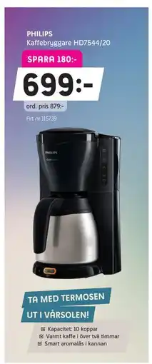 Elon PHILIPS Kaffebryggare HD7544/20 erbjuda