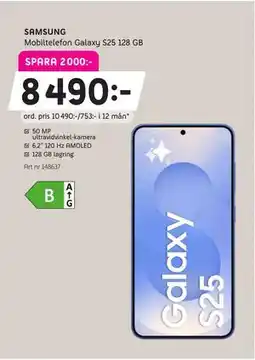 Elon SAMSUNG Mobiltelefon Galaxy S25 128 GB erbjuda