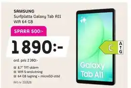 Elon SAMSUNG Surfplatta Galaxy Tab A11 Wifi 64 GB erbjuda