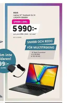 Elon ASUS Laptop 14” Vivobook Go 14 L1404FA-EB688W erbjuda