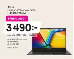 Elon ASUS Laptop 14” Vivobook Go 14 L1404TA-EB140W erbjuda