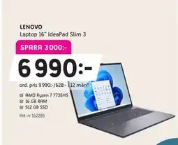 Elon LENOVO Laptop 16’’ IdeaPad Slim 3 erbjuda