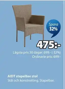JYSK AIDT stapelbar stol erbjuda
