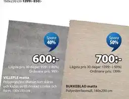 JYSK VILLEPLE matta erbjuda