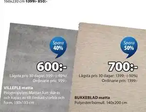 JYSK VILLEPLE matta erbjuda