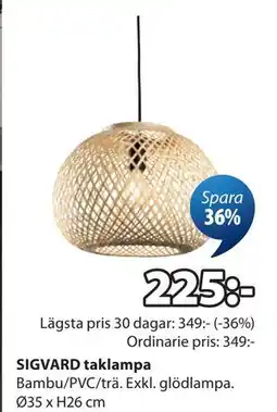 JYSK SIGVARD taklampa erbjuda