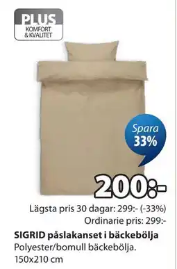 JYSK SIGRID påslakanset i bäckebölja erbjuda