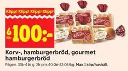 ICA Kvantum Pågen Korv-, hamburgerbröd, gourmet hamburgerbröd erbjuda