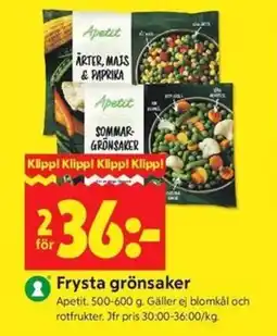 ICA Kvantum Apetit Frysta grönsaker erbjuda