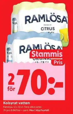 ICA Kvantum Ramlösa Kolsyrat vatten erbjuda