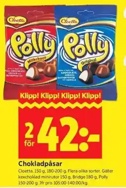 ICA Kvantum Cloetta Chokladpåsar erbjuda