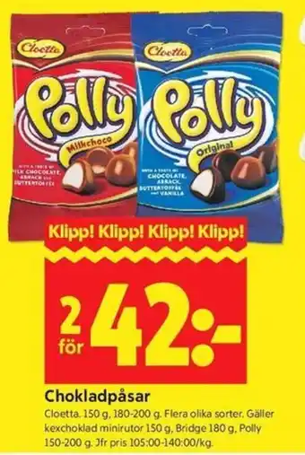 ICA Kvantum Cloetta Chokladpåsar erbjuda
