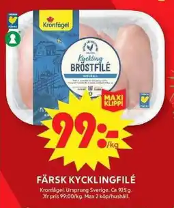 ICA Maxi KRONFÅGEL Färsk kycklingfilé erbjuda