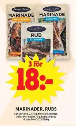 ICA Maxi SANTA MARIA Marinader, rubs erbjuda