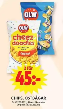 ICA Maxi OLW Chips, ostbågar erbjuda