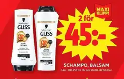 ICA Maxi GLISS Schampo, balsam erbjuda