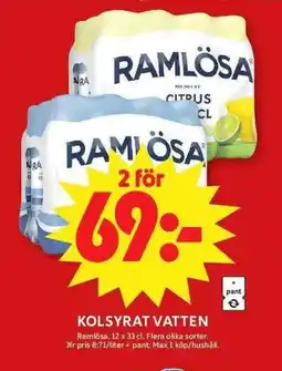 ICA Maxi RAMLÖSA Kolsyrat vatten erbjuda