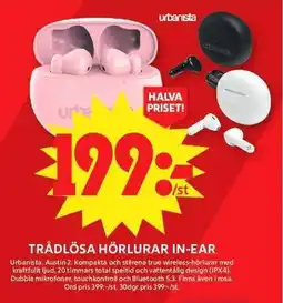 ICA Maxi URBANISTA Trådlösa hörlurar in-ear erbjuda