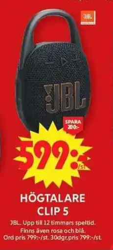 ICA Maxi JBL Högtalare clip 5 erbjuda