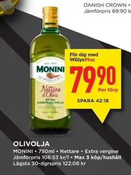 Willys MONINI Olivolja erbjuda