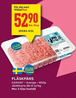 Willys GARANT Fläskfärs erbjuda