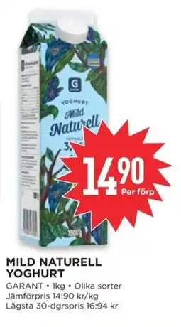 Willys GARANT Mild naturell yoghurt erbjuda