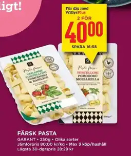 Willys GARANT Färsk pasta erbjuda