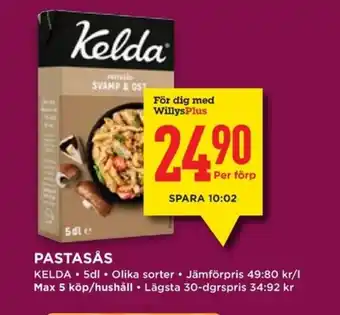 Willys KELDA Pastasås erbjuda